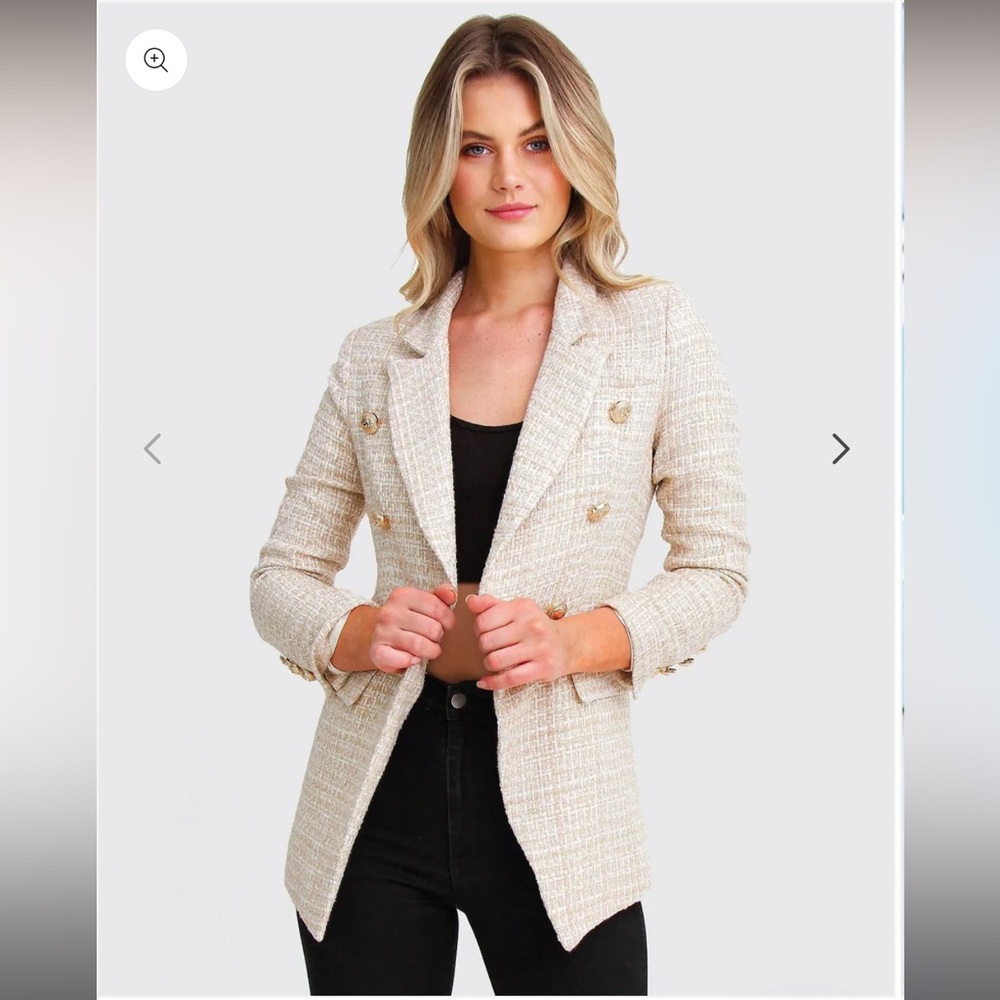 Princess Polina Tweed Blazer - Beige Marle
